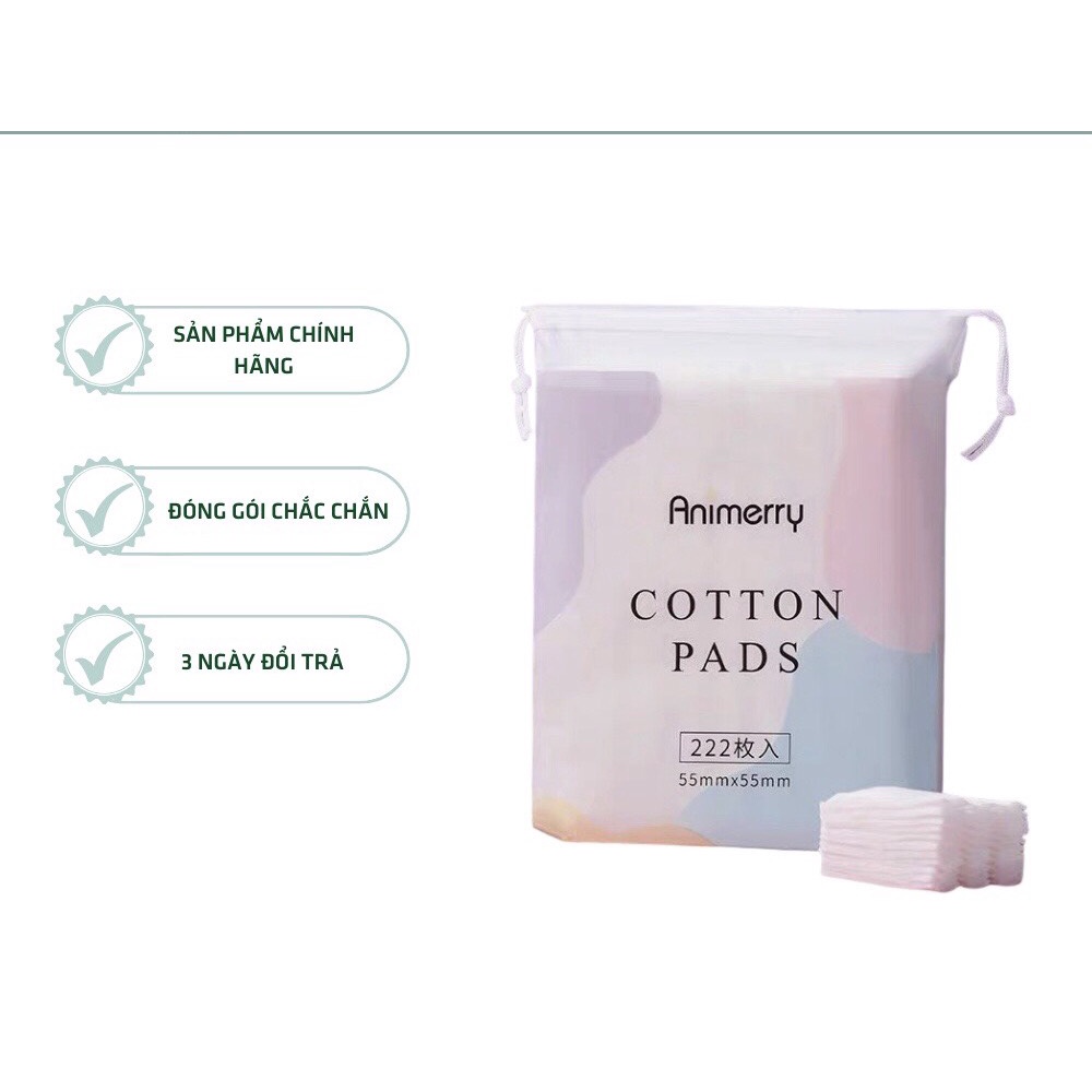 BÔNG TẨY TRANG NARA 50 210 miếng 3 LỚP  COTTON PADS ANIMERRY 222 MIẾNG MỀM MỊN