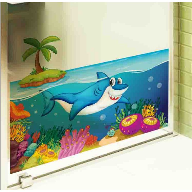 Decal Dán Kính Cao Cấp - Cá Mập Lớn ( 60x58cm )