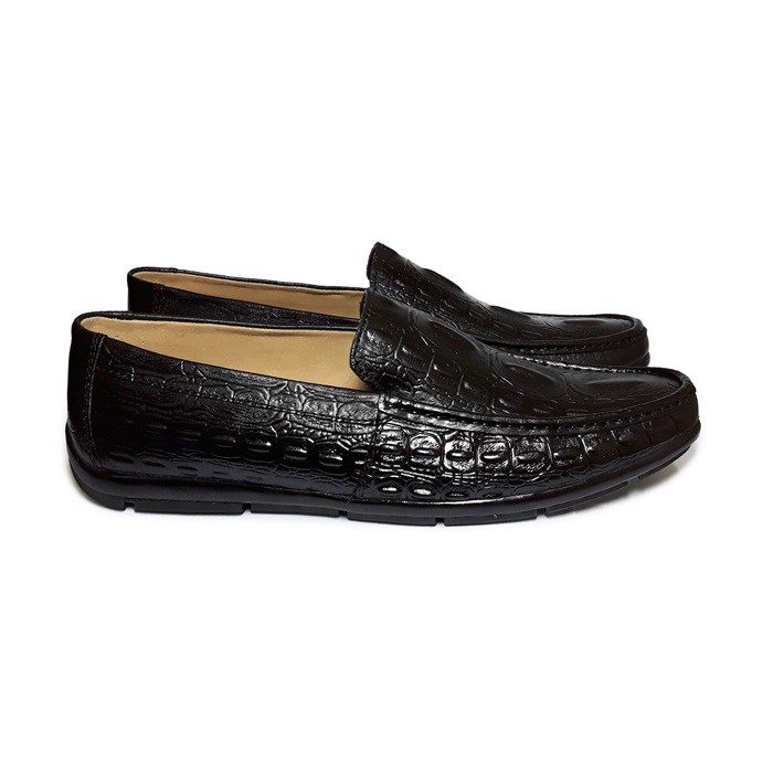 GIÀY LƯỜI NAM HAPPYSHOES DA BÒ VÂN CÁ SẤU CAO CẤP - HS12