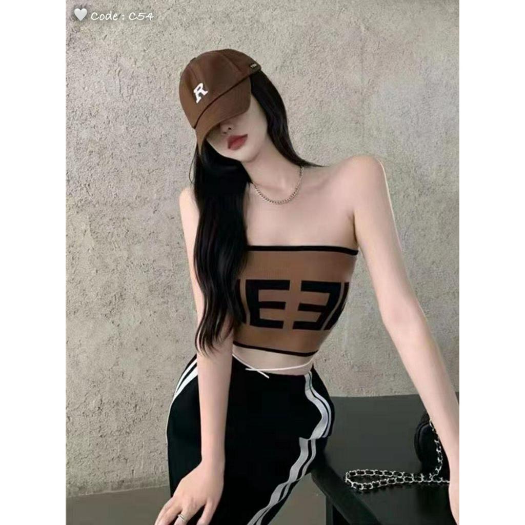 áo ống len qc chữ in hoa xinh