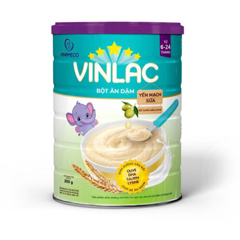 Bột ăn dặm Vinlac Lon 300g đủ các vị