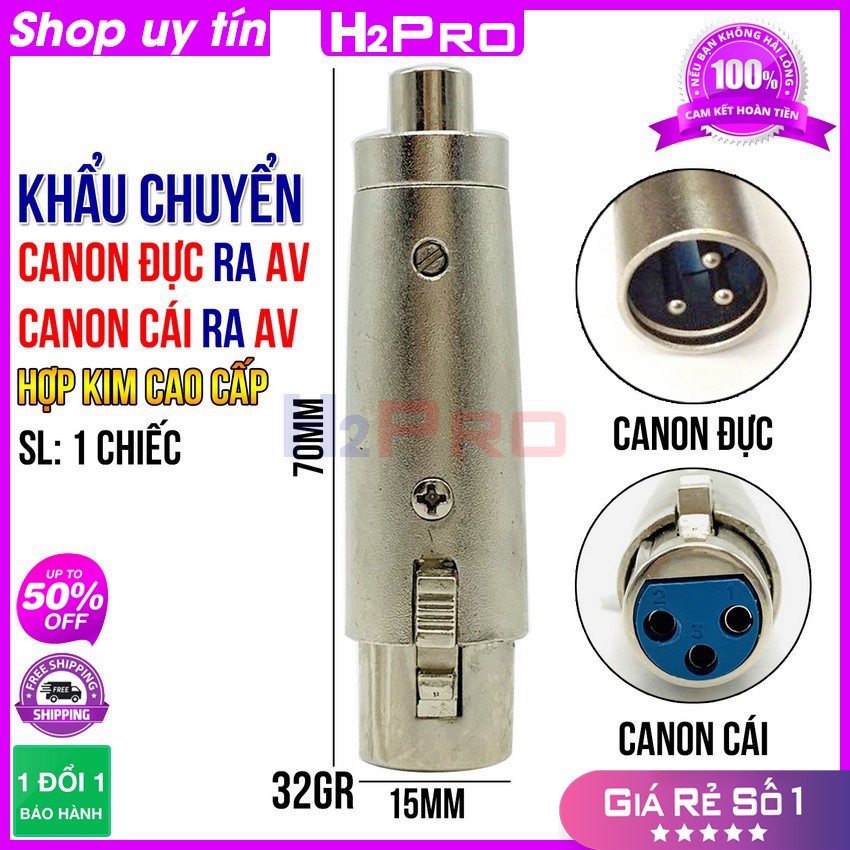 1 Jack Canon Đực Ra Av, 1 Giắc Canon Cái Ra Av Hoa Sen Cao Cấp, Chống Nhiễu, Truyền Tín Hiệu Tốt -H2Pro Audio