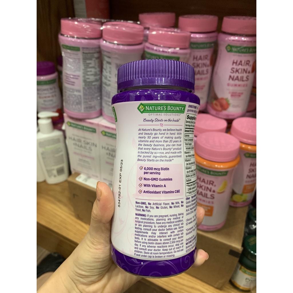 Kẹo dẻo Hair, Skin & Nails Gummies with over 2X Biotin 80 viên