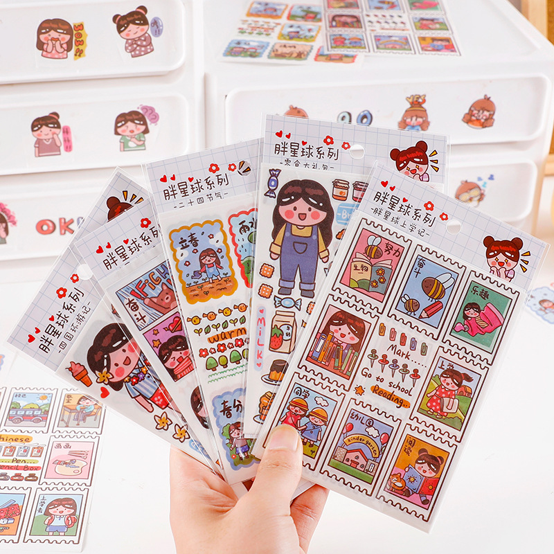 Bộ 4 Miếng Dán Trang Trí Sổ Tay Hình Hoạt Hình Dễ Thương