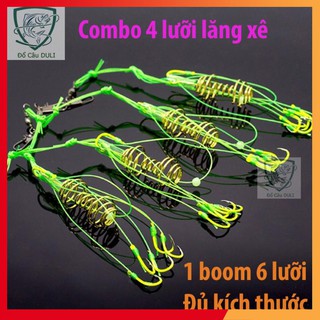 ( đại hạ giá ) Hộp 4 lưỡi câu cá, lưỡi lăng xê (lancer) xanh chất lượng đủ kích thước ( giá rẻ vô địch )