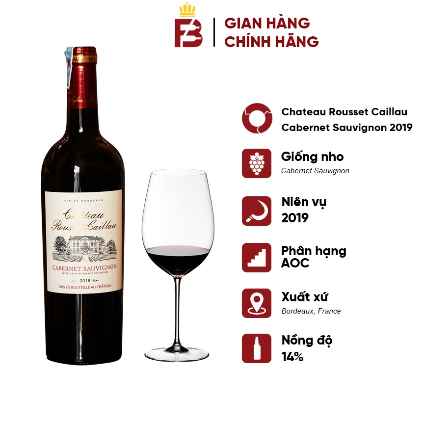 Vang Pháp thượng hạng | BORDEAUX - Vang đỏ Rousset Caillau Cabernet Sauvignon 2019