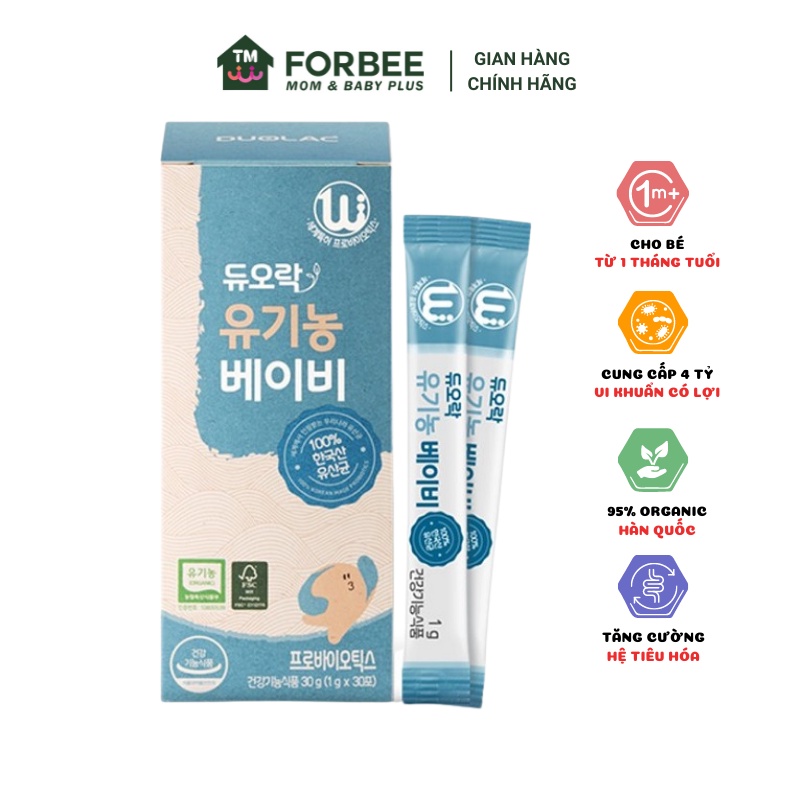 Men vi sinh hữu cơ DUOLAC màu xanh lam- Cho trẻ từ 1 tháng tuổi - Dạng bột (30g/hộp) - FORBEE