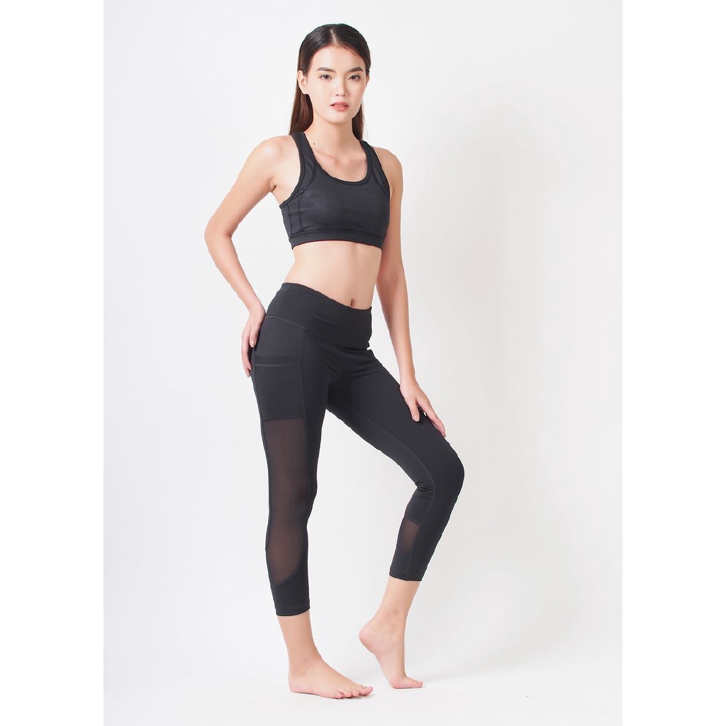 Legging lửng phối lưới túi hông