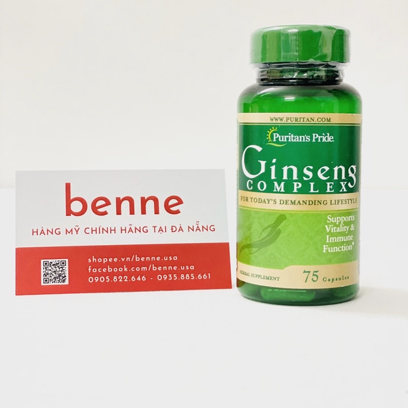 Viên uống nhân sâm Puritan's Pride Ginseng Complex giúp tăng cường sức khỏe, 75 viên của Mỹ