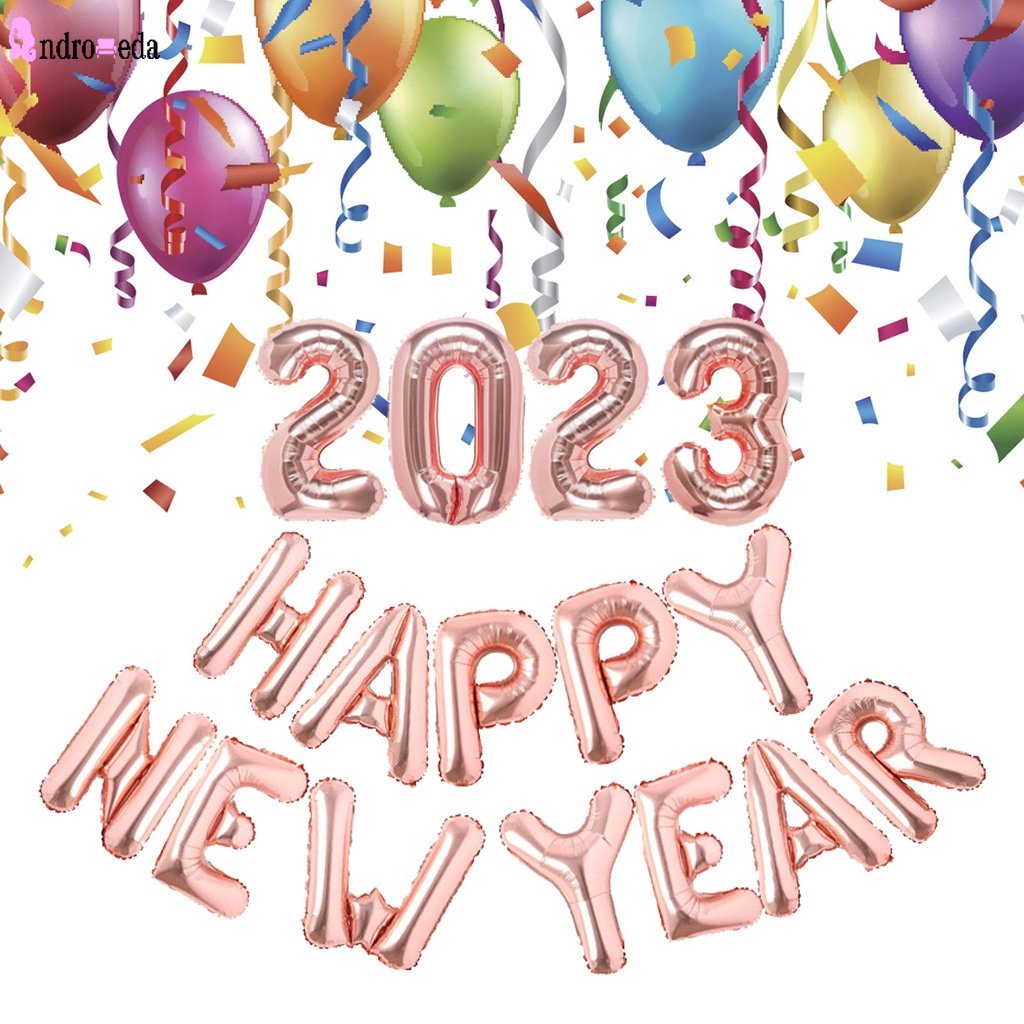 Bộ Bong Bóng Lá Nhôm 16 Inch Hình Chữ Alphanumeric 2023 Màu Vàng Hồng Trang Trí Nhà Cửa Dịp Năm Mới