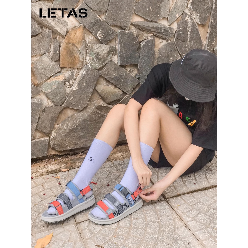 Giày Sandal Nam LETAS Hoạ Tiết Họat Hình kiểu Phản Quang LT1004g Đế cao 3.5cm
