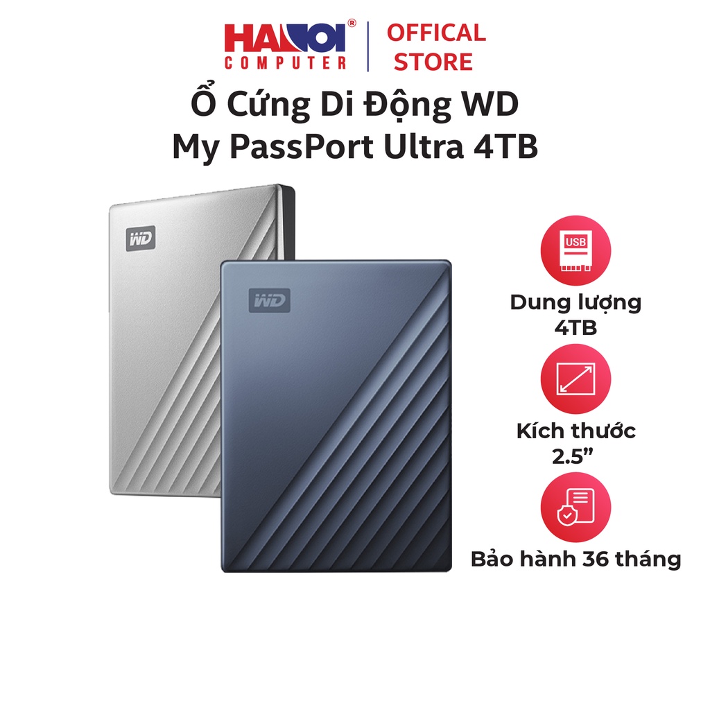 Ổ Cứng Di Động WD My PassPort Ultra Silver 4TB 2.5 inch WDBFTM0040BSL-WESN