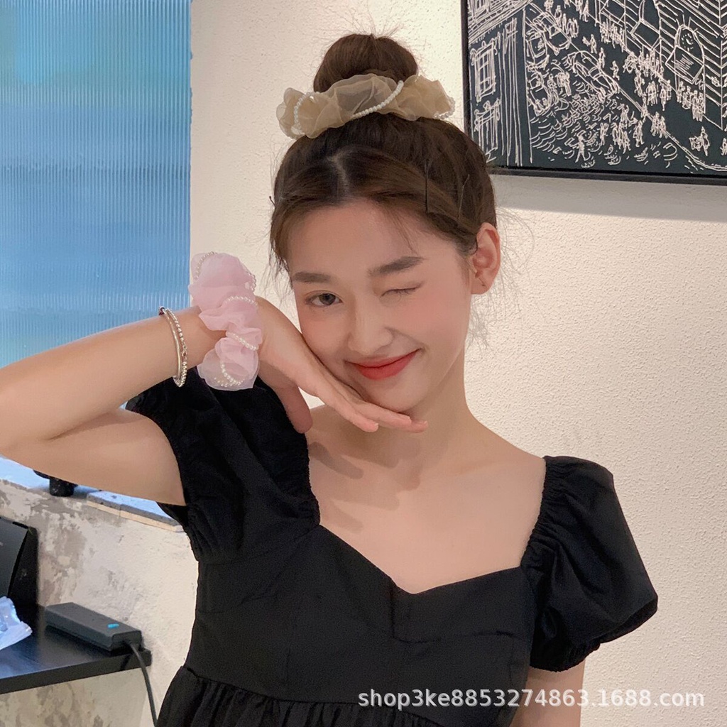 Dây Cột Tóc Co Giãn Đính Ngọc Trai Xinh Xắn Theo Phong Cách 2022