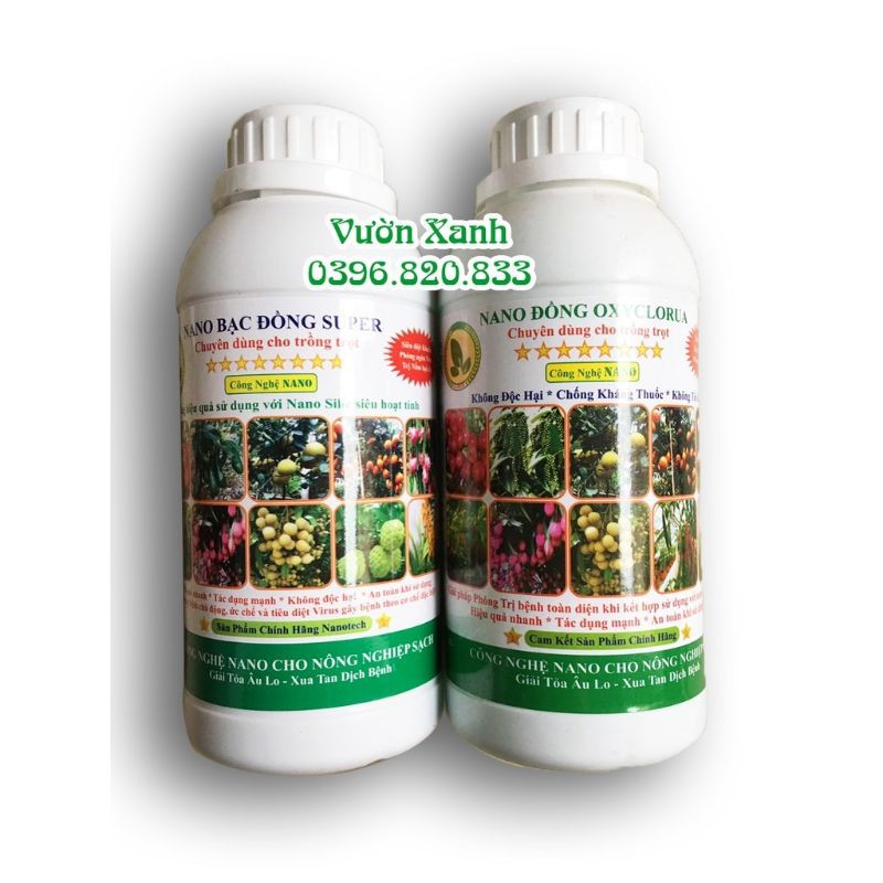 Cặp đôi hoàn hảo đặc trị nấm, bệnh vi khuẩn Nano Bạc đồng và Nano Đồng Oxyclorua chai 500ml