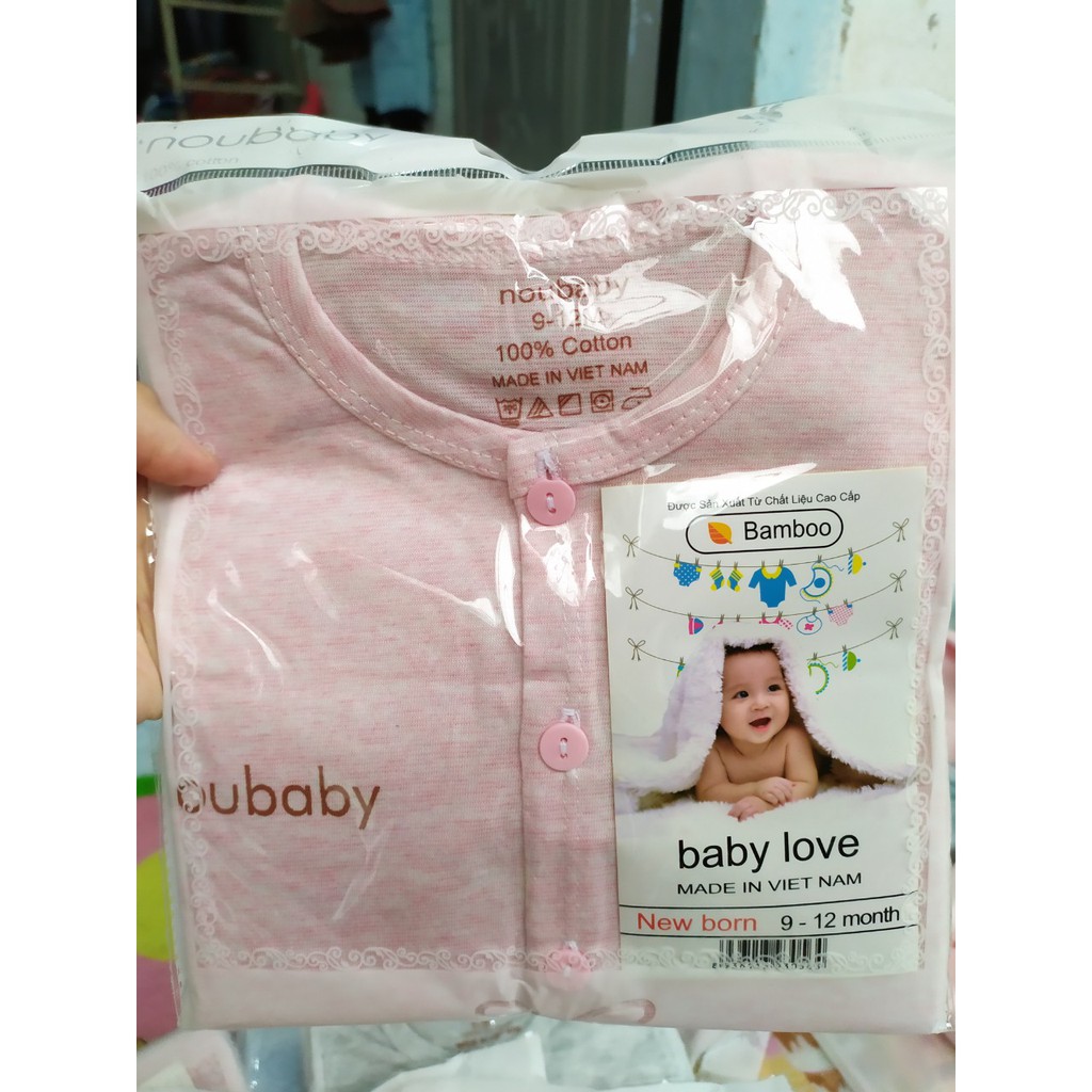 Combo 3 bộ Noubaby trơn dài tay cotton loang