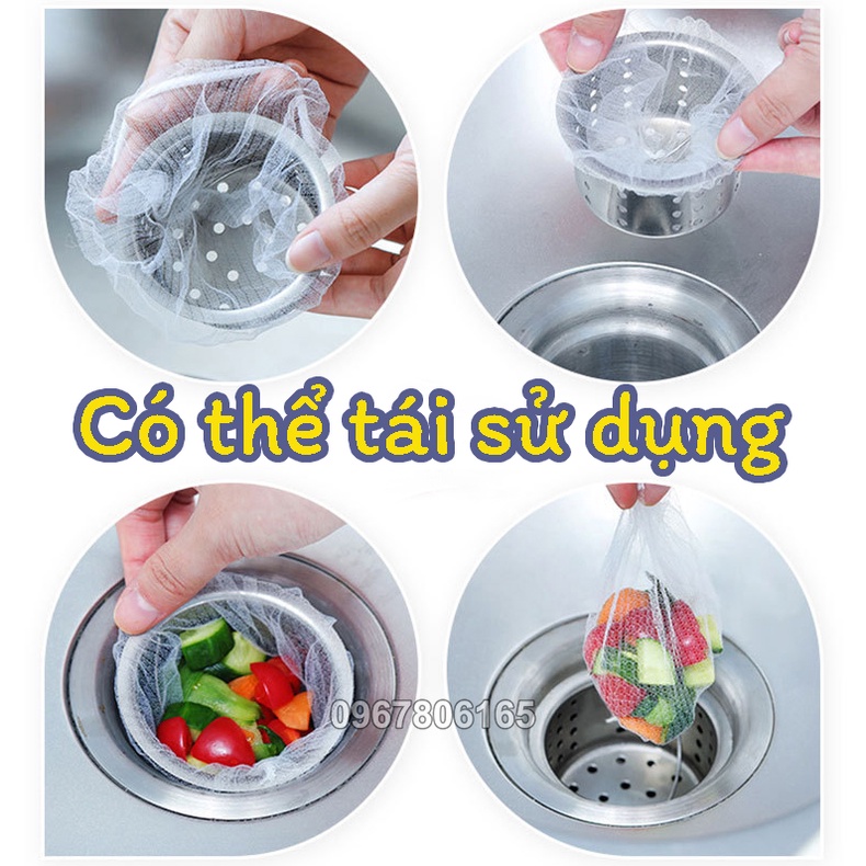 Túi Lọc Rác Bồn Rửa Bát Có Dây Chun, Dai Bền Có Thể Tái Sử Dụng (Túi 100 cái)