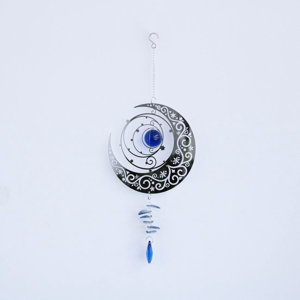 LUCKY Crafts Gift Wind Chimes Garden Rotating Wind Spinner Moon and|Art Decor Outdoor Patio Indoor 360 Degrees Metal/Multicolor