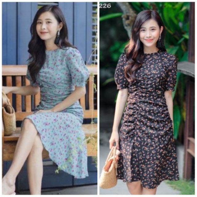 Nhập WAFS1921 giảm 15% tối đa 30k đơn 99k_ Đầm hoa nhún sườn (4 màu, ảnh thật)