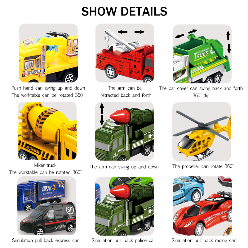 Set 6 mô hình xe cứu hỏa đồ chơi vui nhộn cho bé