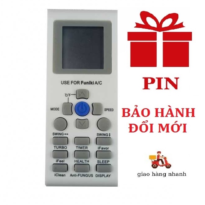 Điều Khiển Điều Hòa FUNIKI P002E (Nút Ấn Xanh Tròn) Chính Hãng Giá Rẻ, TẶNG KÈM PIN, BẢO HÀNH 1 ĐỔI 1