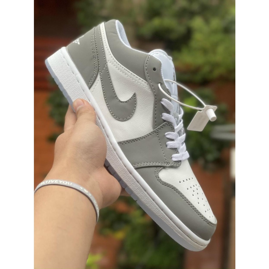 [FreeShip+ Hàng Xịn] Giày Jordan xám trắng thấp cổ cao cấp , Giầy JD1 xám trắng thấp Full box