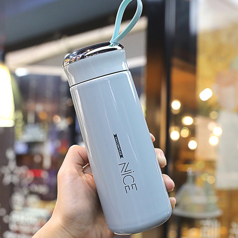 Bình đựng nước thủy tinh bọc nhựa Nice, kèm dây xách 400ml