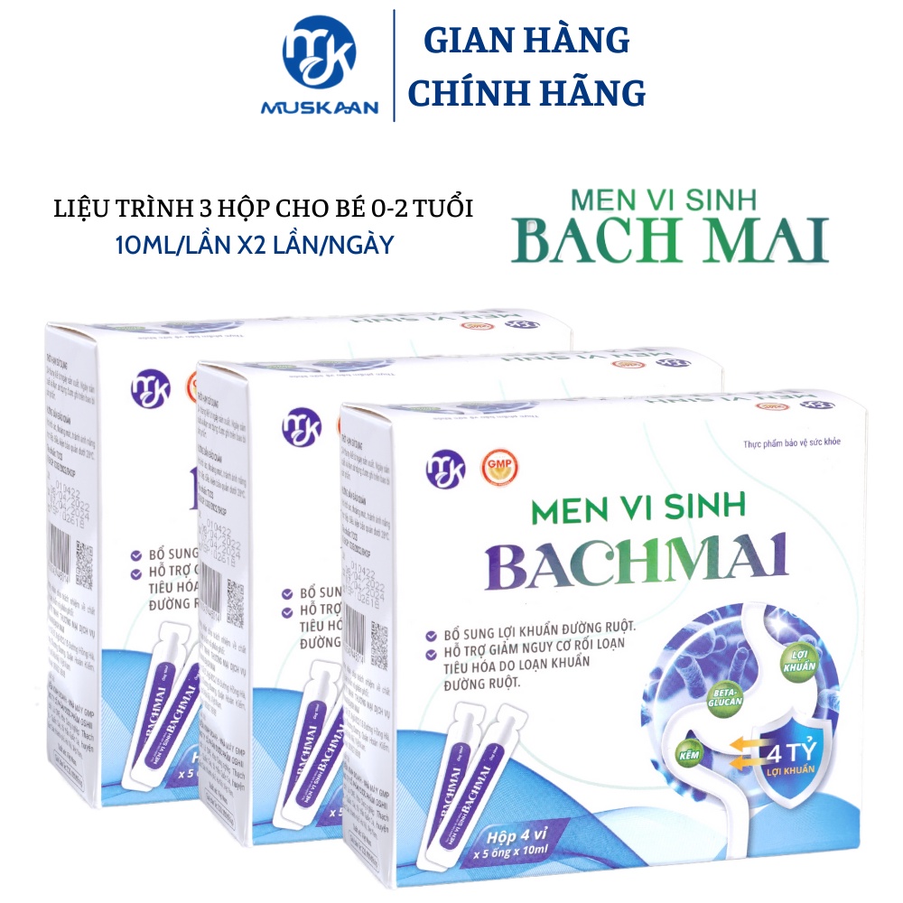 Men vi sinh MUSKAAN Bạch Mai cho trẻ từ 0-2 tuổi Liệu trình 3 Hộp Hỗ trợ cải thiện hệ tiêu hóa, tăng miễn dịch cho bé