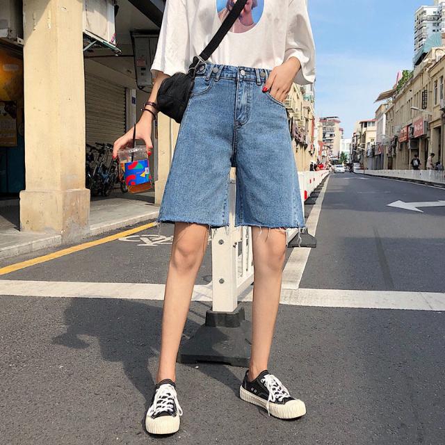 Quần short jeans lưng cao ống rộng thời trang cá tính | BigBuy360 - bigbuy360.vn