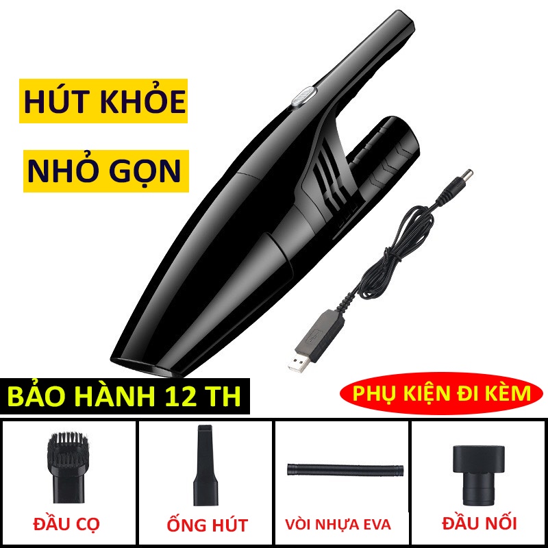 Máy Hút Bụi Cầm Tay - Máy Hút Bụi Mini Hút Cực Mạnh 120W, Dùng Cho Ô Tô Và Gia Đình, Bảo Hành 12 Tháng