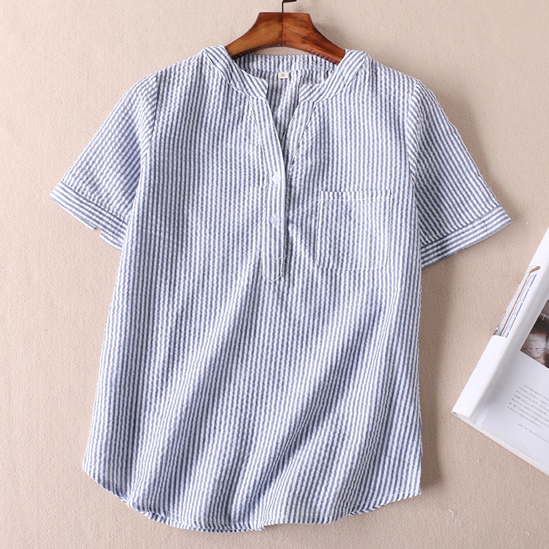 Áo sơ mi nữ kẻ sọc màu xanh Sm84