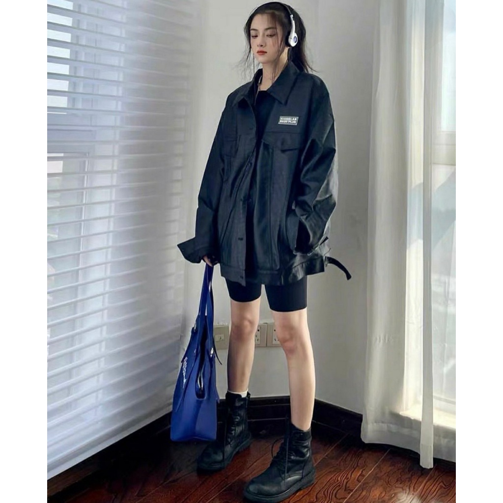 Áo khoác da nữ from rộng