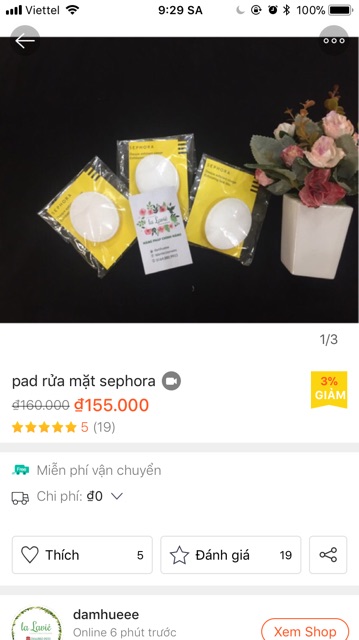 Miếng rửa mặt Sephora Pháp - pad Sephora Pháp