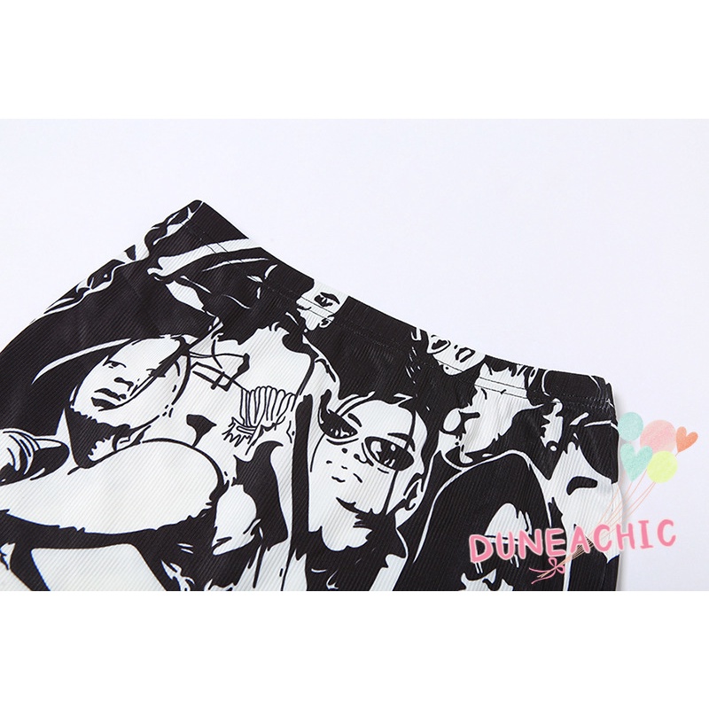 DUNEA Bộ đồ gồm áo tanktop không tay và chân váy lưng cao xinh xắn dành cho nữ