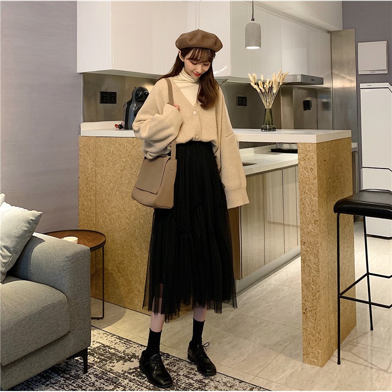 Xiaozhainv Chân váy lưới Midi thời trang nữ | BigBuy360 - bigbuy360.vn