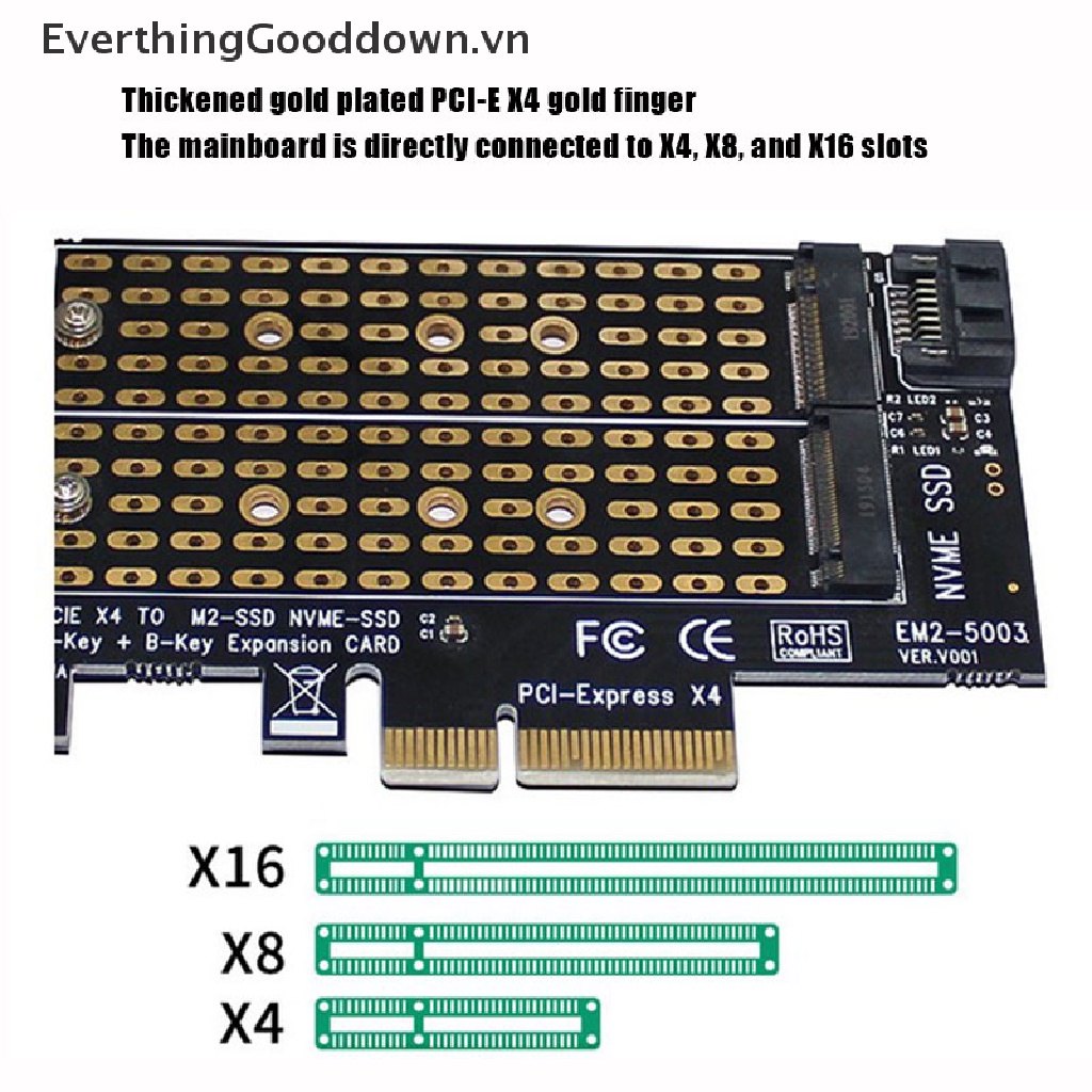 Bộ Chuyển Đổi Pcie Sang M2 / M.2 M.2 Ngff Sang Desktop Pcie X4 X8 X16 Nvme Sata Dual Ssd Pci
