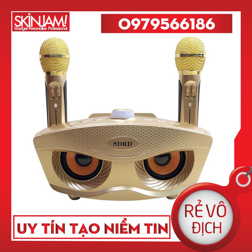 Loa Karaoke mini 2 mic, kết nối bluetooth,Mic Đôi Hát Karaoke, Loa Bluetooth karaoke kèm 2 mic SDRD-306 cao cấp