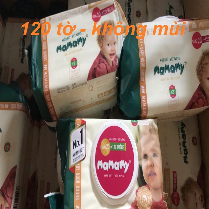 KHĂN ƯỚT MAMAMY KHÔNG MÙI CÓ NẮP 100 TỜ/120 TỜ