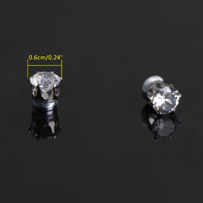 1 Đôi Bông Tai Tròn Đính Đá Zircon Màu Trắng Dành Cho Bạn Gái / Bạn Trai