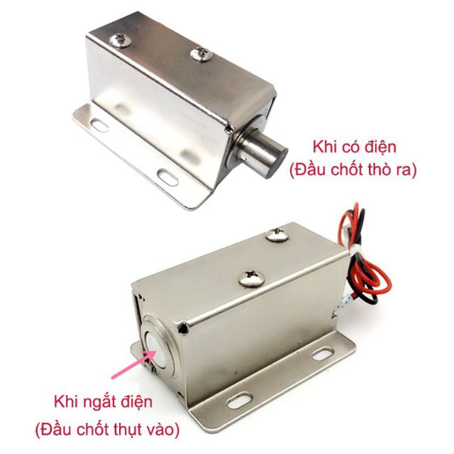 Khóa chốt cửa điện từ loại thường mở  12V ,24V(Đầu chốt hình trụ tròn D10mm)