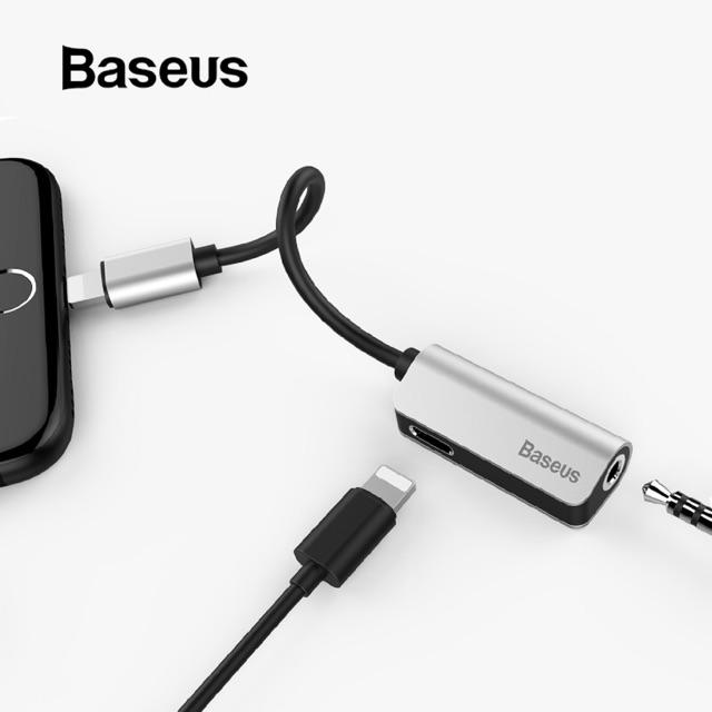 Cáp chuyển đổi iPhone/ iPad  Baseus L32 vừa sạc vừa dùng tai nghe nhạc  chính hãng