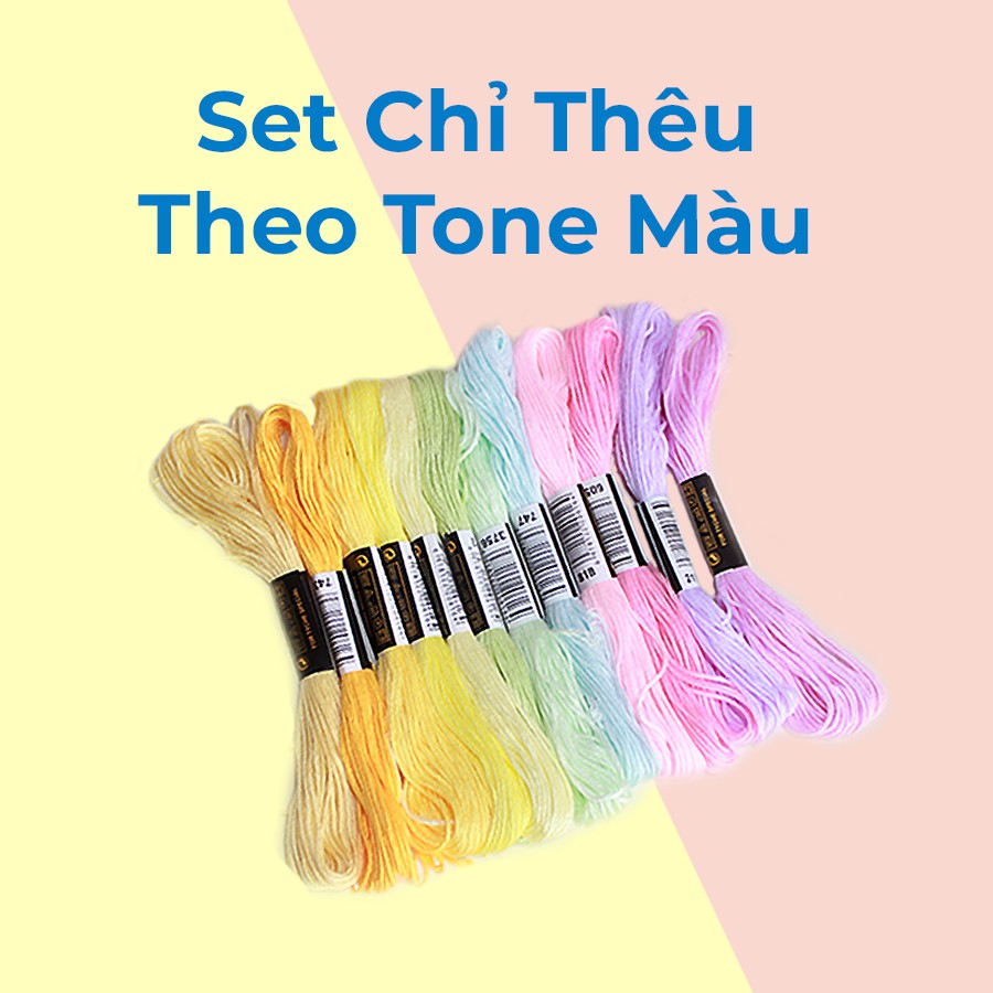 Set Chỉ Thêu Cotton Theo Tone Màu