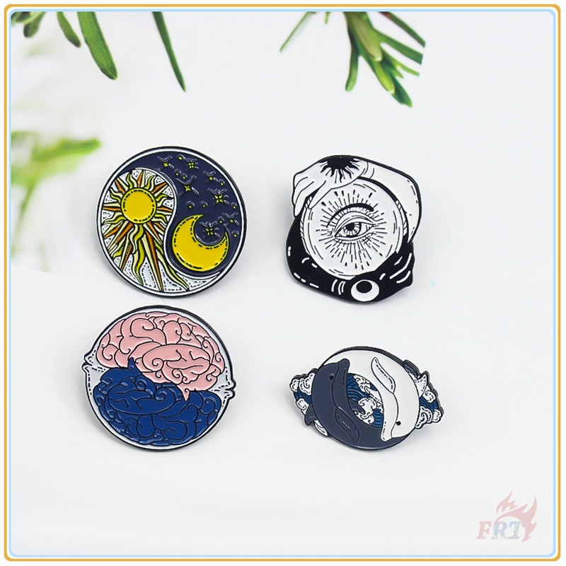 ★ Huy Hiệu Cài Áo Hình Mặt Trăng/Bộ Não/Cá Heo/Mắt Tám Chương Trình Tám Chương Trình ★ 1 Huy Hiệu Gài Áo Hình Doodle Sáng Tạo