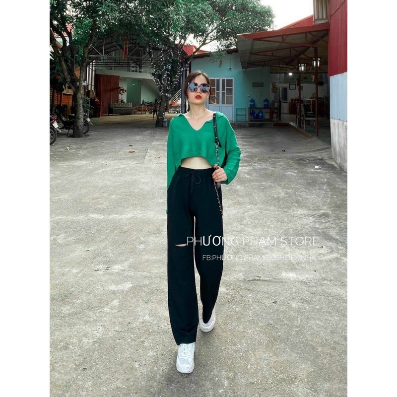 Hot🔥 Áo len Croptop Dài Tay