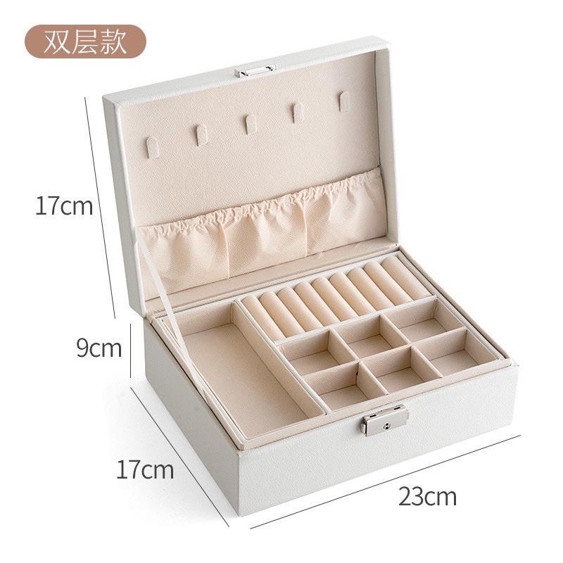 Hộp đựng trang sức bọc da có khoá cao cấp