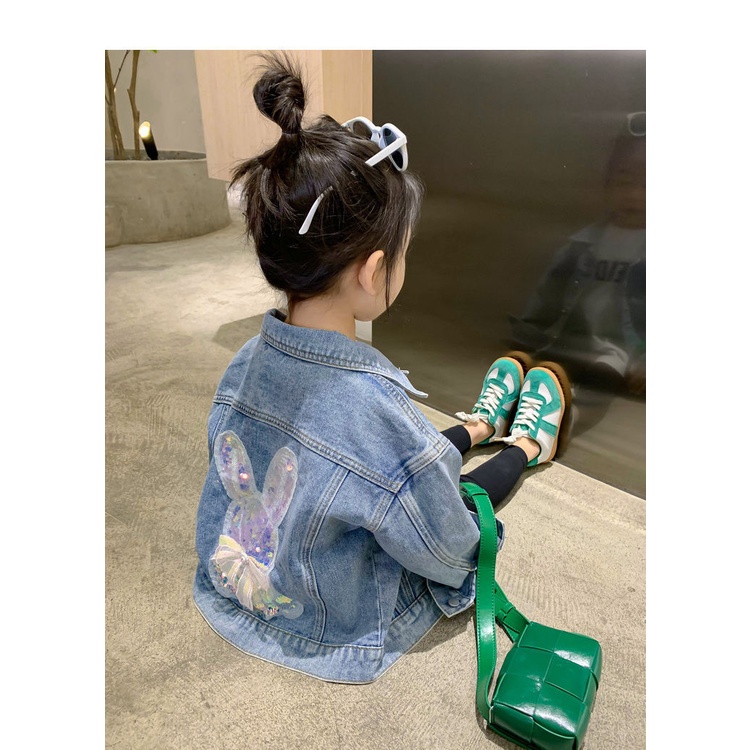 Áo khoác denim IQ ANGEL phong cách Hàn Quốc thời trang mùa xuân cho bé gái