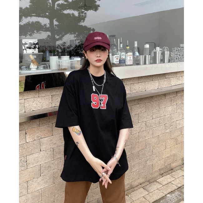Áo thun tay lỡ Lazy star 97 Black áo thun nam nữ kun shop