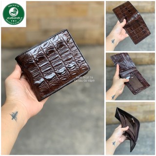 Ví 2 Mặt Da Cá Sấu Gai Lưng Màu Đen