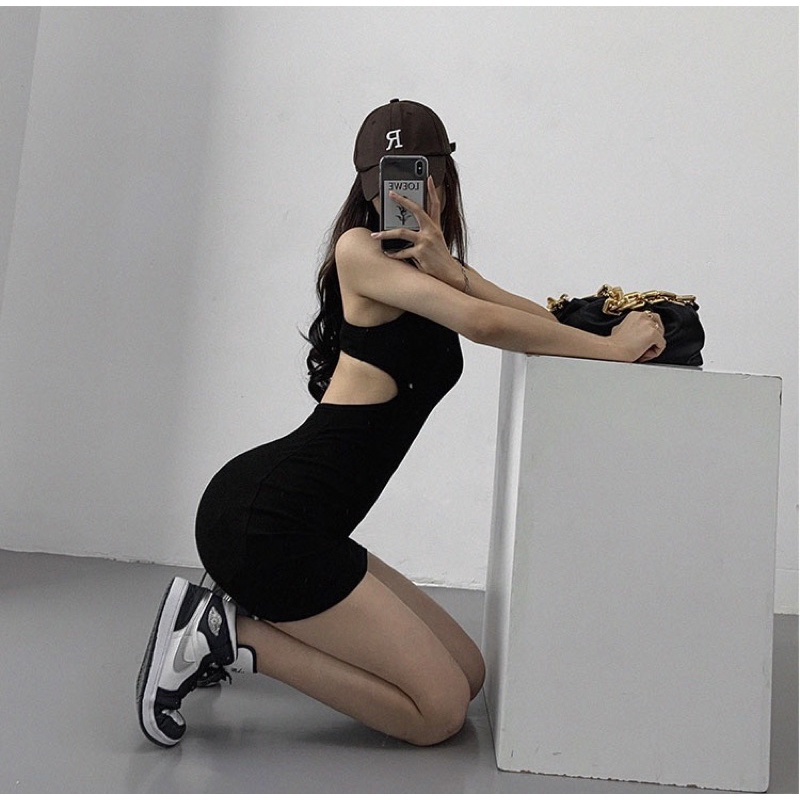 VÁY BODY CỔ U KHOÉT LƯNG / ĐẦM ÔM BA LỖ