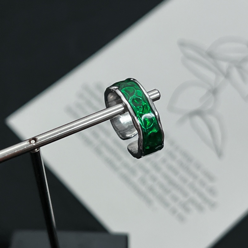 Nhẫn Hở Màu Xanh Lá Đậm Phong Cách retro Thời Trang