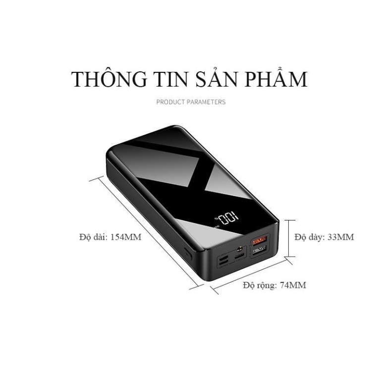 Sạc dự phòng dung lượng lớn 50000mah ,4 cổng ra , 3 cổng vô,có đèn pin , màn hình led hiện thị phần trăm pin，pin polymer